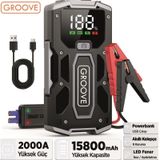 Groove M01 15800mah 2000a Akü Takviye Cihazı Taşınabilir Jump Starter Powerbank+led Lamba+lcd Ekran