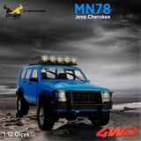 Groove MN Model MN78 1/12 Jeep Cherokee 4x4 RC Model Crawler Offroad Truck Uzaktan Kumandalı Araba RTR Mavi+Dahili Işık Seti