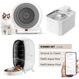 Groove Q-Clean Akıllı Otomatik Kedi Tuvaleti Gri - Petfit Aqua Flow Akıllı Bataryalı Su Pınarı Çeşmesi + Petfit Meow Pure Akıllı Otomatik Mama Kabı Bundle - 53 x 41 x 41 cm - Beyaz - Gri