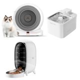 Groove Q-Clean Akıllı Otomatik Kedi Tuvaleti Gri - Petfit Aqua Flow Akıllı Bataryalı Su Pınarı Çeşmesi + Petfit Meow Pure Akıllı Otomatik Mama Kabı Bundle