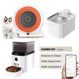 Groove Q-Clean Akıllı Otomatik Kedi Tuvaleti Turuncu - Petfit Aqua Flow Akıllı Bataryalı Su Pınarı Çeşmesi + Petfit AutoDine X Akıllı Otomatik Mama Kabı Bundle