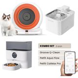 Groove Q-Clean Akıllı Otomatik Kedi Tuvaleti Turuncu - Petfit Aqua Flow Akıllı Bataryalı Su Pınarı Çeşmesi + Petfit Catmax Pro Akıllı Otomatik Mama Kabı Bundle - 53 x 41 x 41 cm