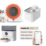 Groove Q-Clean Akıllı Otomatik Kedi Tuvaleti Turuncu - Petfit Aqua Flow Akıllı Bataryalı Su Pınarı Çeşmesi + Petfit CatMax Pro Akıllı Otomatik Mama Kabı Bundle