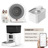 Groove Q-Clean Akıllı Otomatik Kedi Tuvaleti+Petfit Aqua Flow Akıllı Su Pınarı+Petfit Feline Prime Mama Kabı