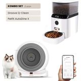 Groove Q-Clean Wi-Fi Akıllı Otomatik Kedi Tuvaleti Gri + Petfit Autodine x 5l Wi-Fi Kameralı Akıllı Otomatik Mama Kabı Besleme Ünitesi Bundle - 53 x 41 x 41 cm - Beyaz - Gri