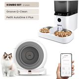 Groove Q-Clean Wi-Fi Akıllı Otomatik Kedi Tuvaleti Gri + Petfit Autodine x Plus 5l Wi-Fi Kameralı Akıllı Otomatik Mama Kabı Besleme Ünitesi Bundle - 53 x 41 x 41 cm - Beyaz - Gri