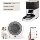 Groove Q-Clean Wi-Fi Akıllı Otomatik Kedi Tuvaleti Gri + Petfit Elevate x 4l Wi-Fi Akıllı Otomatik Mama Kabı Besleme Ünitesi Bundle - 53 x 41 x 41 cm - Beyaz - Gri