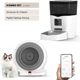 Groove Q-Clean Wi-Fi Akıllı Otomatik Kedi Tuvaleti Gri + Petfit Feline Prime 3l Wi-Fi Kameralı Akıllı Otomatik Mama Kabı Besleme Ünitesi Bundle - 53 x 41 x 41 cm - Beyaz - Gri
