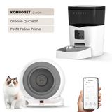Groove Q-Clean Wi-Fi Akıllı Otomatik Kedi Tuvaleti Gri + Petfit Feline Prime 3L Wi-Fi Kameralı Akıllı Otomatik Mama Kabı Besleme Ünitesi Bundle