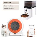 Groove Q-Clean Wi-Fi Akıllı Otomatik Kedi Tuvaleti Turuncu + Petfit Autodine x 5l Wi-Fi Kameralı Akıllı Otomatik Mama Kabı Besleme Ünitesi Bundle - 53 x 41 x 41 cm