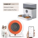 Groove Q-Clean Wi-Fi Akıllı Otomatik Kedi Tuvaleti Turuncu + Petfit AutoDine X 5L Wi-Fi Kameralı Akıllı Otomatik Mama Kabı Besleme Ünitesi Bundle