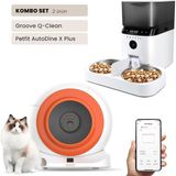 Groove Q-Clean Wi-Fi Akıllı Otomatik Kedi Tuvaleti Turuncu + Petfit Autodine x Plus 5l Wi-Fi Kameralı Akıllı Otomatik Mama Kabı Besleme Ünitesi Bundle - 53 x 41 x 41 cm