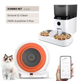 Groove Q-Clean Wi-Fi Akıllı Otomatik Kedi Tuvaleti Turuncu + Petfit AutoDine X Plus 5L Wi-Fi Kameralı Akıllı Otomatik Mama Kabı Besleme Ünitesi Bundle