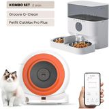 Groove Q-Clean Wi-Fi Akıllı Otomatik Kedi Tuvaleti Turuncu + Petfit Catmax Pro Plus 5l Wi-Fi Kameralı Akıllı Otomatik Mama Kabı Besleme Ünitesi Bundle - 53 x 41 x 41 cm