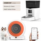 Groove Q-Clean Wi-Fi Akıllı Otomatik Kedi Tuvaleti Turuncu + Petfit Feline Prime 3l Wi-Fi Kameralı Akıllı Otomatik Mama Kabı Besleme Ünitesi Bundle - 53 x 41 x 41 cm