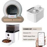 Groove Ti+ Akıllı Otomatik Kedi Tuvaleti Kahverengi - Petfit Aqua Flow Akıllı Bataryalı Su Pınarı Çeşmesi + Petfit Autodine x Akıllı Otomatik Mama Kabı Bundle - 53 x 41 x 41 cm