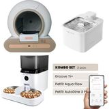 Groove Ti+ Akıllı Otomatik Kedi Tuvaleti Kahverengi - Petfit Aqua Flow Akıllı Bataryalı Su Pınarı Çeşmesi + Petfit Autodine x Plus Akıllı Otomatik Mama Kabı Bundle - 53 x 41 x 41 cm