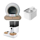 Groove Ti+ Akıllı Otomatik Kedi Tuvaleti Kahverengi - Petfit Aqua Flow Akıllı Bataryalı Su Pınarı Çeşmesi + Petfit AutoDine X Plus Akıllı Otomatik Mama Kabı Bundle