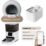 Groove Ti+ Akıllı Otomatik Kedi Tuvaleti Kahverengi - Petfit Aqua Flow Akıllı Bataryalı Su Pınarı Çeşmesi + Petfit Elevate x Akıllı Otomatik Mama Kabı Bundle - 53 x 41 x 41 cm