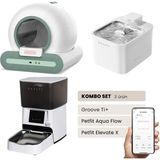 Groove Ti+ Akıllı Otomatik Kedi Tuvaleti Yeşil - Petfit Aqua Flow Akıllı Bataryalı Su Pınarı Çeşmesi + Petfit Elevate x Akıllı Otomatik Mama Kabı Bundle - 53 x 41 x 41 cm - Beyaz - Yeşil