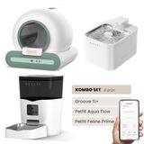 Groove Ti+ Akıllı Otomatik Kedi Tuvaleti Yeşil - Petfit Aqua Flow Akıllı Bataryalı Su Pınarı Çeşmesi + Petfit Feline Prime Akıllı Otomatik Mama Kabı Bundle