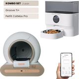 Groove Ti+ Wi-Fi Akıllı Otomatik Kedi Tuvaleti Kahverengi + Petfit Catmax Pro 5l Wi-Fi Kameralı Akıllı Otomatik Mama Kabı Besleme Ünitesi Bundle - 53 x 41 x 41 cm