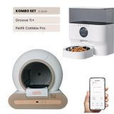 Groove Ti+ Wi-Fi Akıllı Otomatik Kedi Tuvaleti Kahverengi + Petfit CatMax Pro 5L Wi-Fi Kameralı Akıllı Otomatik Mama Kabı Besleme Ünitesi Bundle