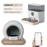 Groove Ti+ Wi-Fi Akıllı Otomatik Kedi Tuvaleti Kahverengi + Petfit CatMax Pro Plus 5L Wi-Fi Kameralı Akıllı Otomatik Mama Kabı Besleme Ünitesi Bundle