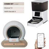 Groove Ti+ Wi-Fi Akıllı Otomatik Kedi Tuvaleti Kahverengi + Petfit Elevate x 4l Wi-Fi Akıllı Otomatik Mama Kabı Besleme Ünitesi Bundle - 53 x 41 x 41 cm
