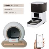 Groove Ti+ Wi-Fi Akıllı Otomatik Kedi Tuvaleti Kahverengi + Petfit Elevate X 4L Wi-Fi Akıllı Otomatik Mama Kabı Besleme Ünitesi Bundle