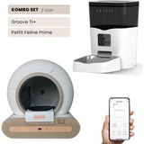Groove Ti+ Wi-Fi Akıllı Otomatik Kedi Tuvaleti Kahverengi + Petfit Feline Prime 3l Wi-Fi Kameralı Akıllı Otomatik Mama Kabı Besleme Ünitesi Bundle - 53 x 41 x 41 cm