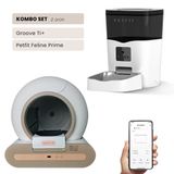 Groove Ti+ Wi-Fi Akıllı Otomatik Kedi Tuvaleti Kahverengi + Petfit Feline Prime 3L Wi-Fi Kameralı Akıllı Otomatik Mama Kabı Besleme Ünitesi Bundle