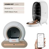 Groove Ti+ Wi-Fi Akıllı Otomatik Kedi Tuvaleti Kahverengi + Petfit Meow Pure 3l Wi-Fi Kameralı Akıllı Otomatik Mama Kabı Besleme Ünitesi Bundle - 53 x 41 x 41 cm