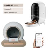 Groove Ti+ Wi-Fi Akıllı Otomatik Kedi Tuvaleti Kahverengi + Petfit Meow Pure 3L Wi-Fi Kameralı Akıllı Otomatik Mama Kabı Besleme Ünitesi Bundle