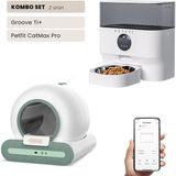 Groove Ti+ Wi-Fi Akıllı Otomatik Kedi Tuvaleti Yeşil + Petfit Catmax Pro 5l Wi-Fi Kameralı Akıllı Otomatik Mama Kabı Besleme Ünitesi Bundle - 53 x 41 x 41 cm