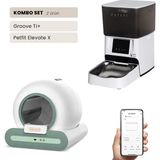 Groove Ti+ Wi-Fi Akıllı Otomatik Kedi Tuvaleti Yeşil + Petfit Elevate x 4l Wi-Fi Akıllı Otomatik Mama Kabı Besleme Ünitesi Bundle - 53 x 41 x 41 cm - Beyaz - Yeşil