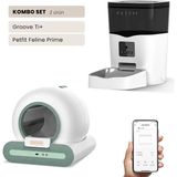 Groove Ti+ Wi-Fi Akıllı Otomatik Kedi Tuvaleti Yeşil + Petfit Feline Prime 3l Wi-Fi Kameralı Akıllı Otomatik Mama Kabı Besleme Ünitesi Bundle - 53 x 41 x 41 cm - Beyaz - Yeşil