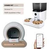 Groove Ti+Wi-Fi Akıllı Otomatik Kedi Tuvaleti Kahverengi + Petfit AutoDine X Plus 5L Wi-Fi Kameralı Akıllı Otomatik Mama Kabı Besleme Ünitesi Bundle