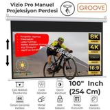 Groove Vizio Pro 100¨ Inch 220x125cm Blackout Işık Geçirmez Profesyonel Projeksiyon Perdesi +Canlı Renkler