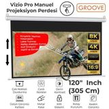 Groove Vizio Pro 120¨ Inch 265x150cm Blackout Işık Geçirmez Profesyonel Projeksiyon Perdesi +Canlı Renkler