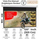 Groove Vizio Pro 120¨ Inch 265X150CM Blackout Işık Geçirmez Profesyonel Projeksiyon Perdesi +Canlı Renkler+Göz Koruması+Leke Tutmaz Projector - 120''Inch