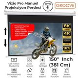 Groove Vizio Pro 150¨ Inch 332x188cm Blackout Işık Geçirmez Profesyonel Projeksiyon Perdesi +Canlı Renkler