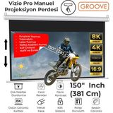 Groove Vizio Pro 150¨ Inch 332X188CM Blackout Işık Geçirmez Profesyonel Projeksiyon Perdesi +Canlı Renkler+Göz Koruması+Leke Tutmaz Projector - 150''Inch