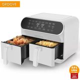 Groove Xxl 1800W 8Lt Çift Hazneli Airfryer Yağsız Sıcak Hava Fritözü Beyaz