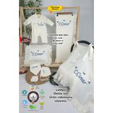 gros shop Müslin Yeni Doğan 4Katlı Organik %100Pamuk Kişiye Özgü Nakışlı Hastane Çıkış Seti-3'Lü Kuş Model