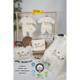 Gros Shop Müslin Yeni Doğan 4katlı Organik %100PAMUK Kişiye Özgü Nakışlı Hastane Çıkış Seti(3'lü Kelebk Model) - Ekru - 0 - 3 Ay