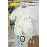 Gros Shop Müslin Yeni Doğan 4katlı Organik %100PAMUK Kişiye Özgü Nakışlı Hastane Çıkış Seti(Kelebekli Papatya) - Ekru - 0 - 3 Ay