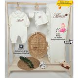 Gros Shop Yakalı Müslin Kumaş Hastane Çıkış Mevlüt Seti Pamuk Organik - Yenidoğan - Ekru