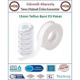 Gross AVM Teflon Bant 12MM Sızdırmazlık Bandı 5 Adet Yüksek Su Geçirmezlik ve Isıya Dayanıklılık Özellikli