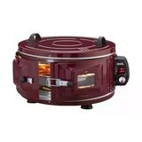Gross Yuvarlak Davul Fırın Standart Ayarlanabilir Termostat = 50°C-320°C 1300W - 53Cm Alüminyum Tepsi Ön Gözetleme Camı Af-008B (4915)